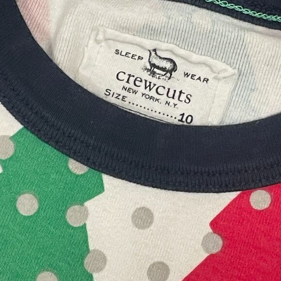 ~~ CREWCUTS Kids Sz 10 Christmas Tree PJs J.Crew Pajamas Set Sleepwear Green/Red - Picture 2 of 11